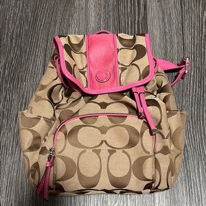 Coach Tan and Pink Backpack